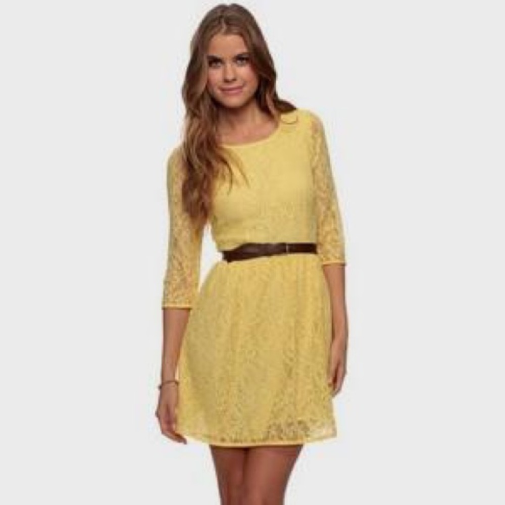 🆕 Bright Yellow Lace Forever 21 Dress